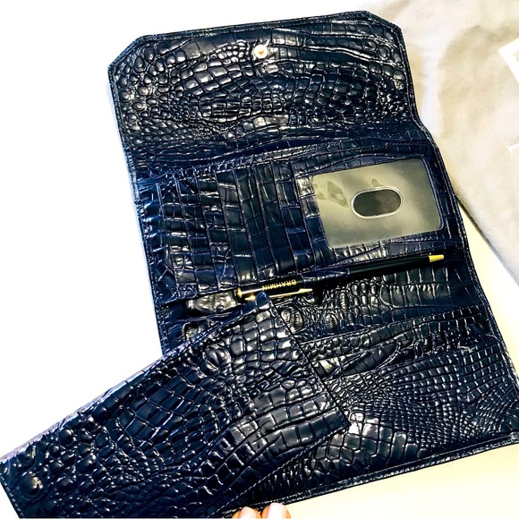 BRAHMIN SET - Elisa Ink Hobo + Checkbook Wallet + Sand Dollar Tassel - Picture 13 of 16